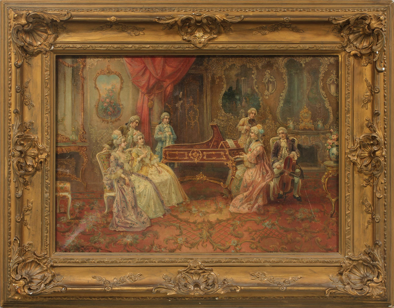 STEPHAN SEDLACEK. Figurscen, olja på duk, signerad.