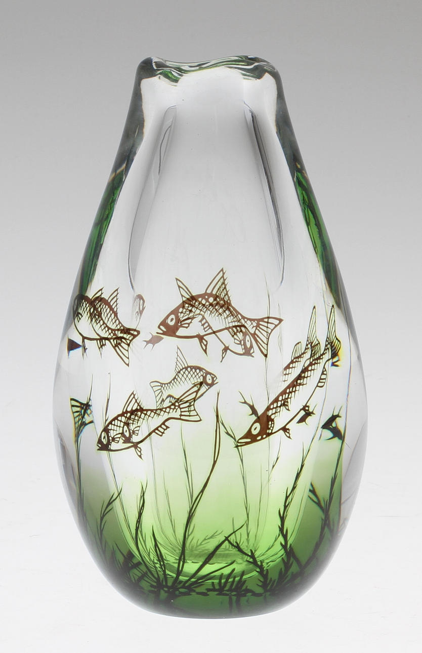 VAS, glas, Fisk Graal, Edward Hald, Orrefors, sign, 1960-tal.