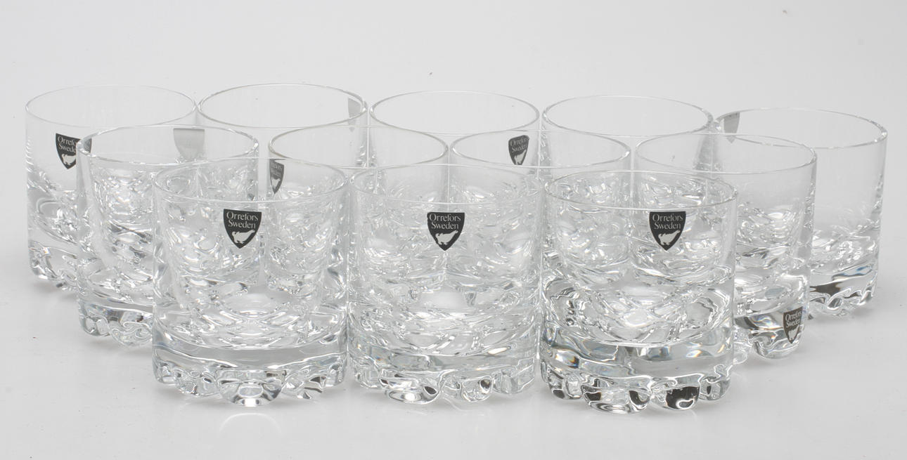 WHISKYGLAS, 12 st, "Erik Old Fashioned", Olle Alberius, Orrefors.