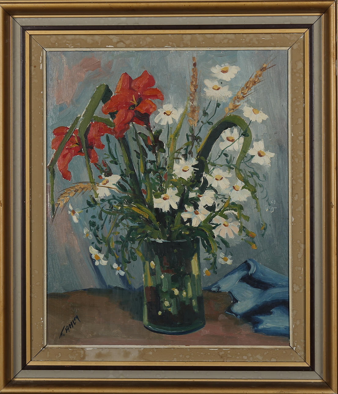 TAGE AHLM. Blomsterstilleben, olja på pannå, signerad och daterad T Ahlm.