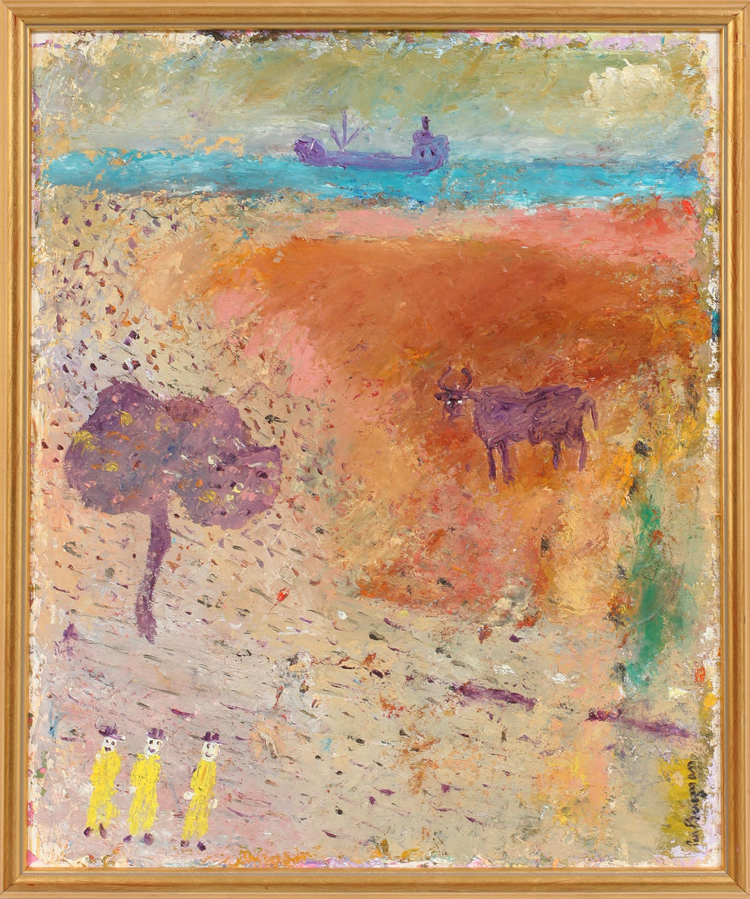 PER BERGMAN. Komposition, olja på pannå, signerad.