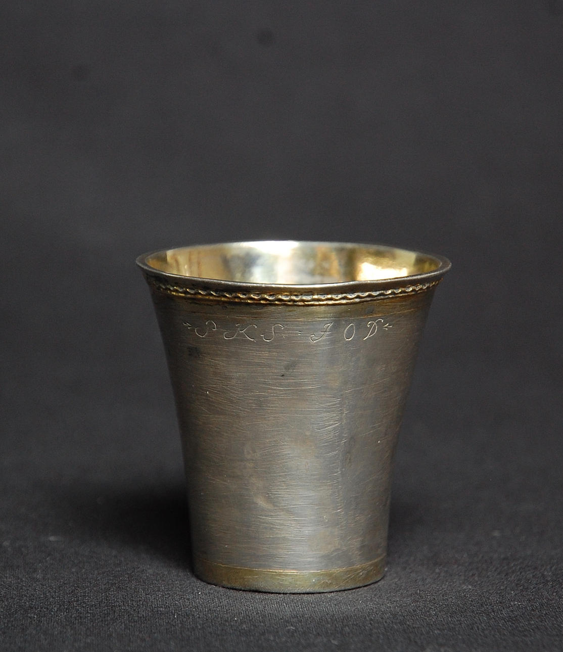 BRÖLLOPSBÄGARE, Barock, silver, förgylld, märkt PKS FOD, stämplad CBW Christian Bollwij, ( den äldre) verksam 1722-54, Engelholm.