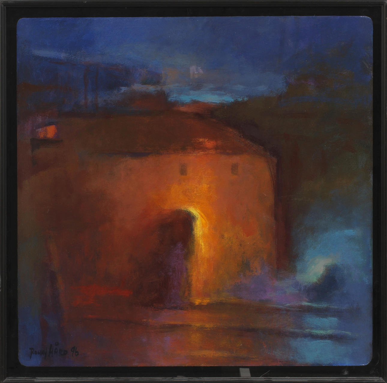 RONNY HÅRD. Komposition, olja på papp, signerad och daterad 96.