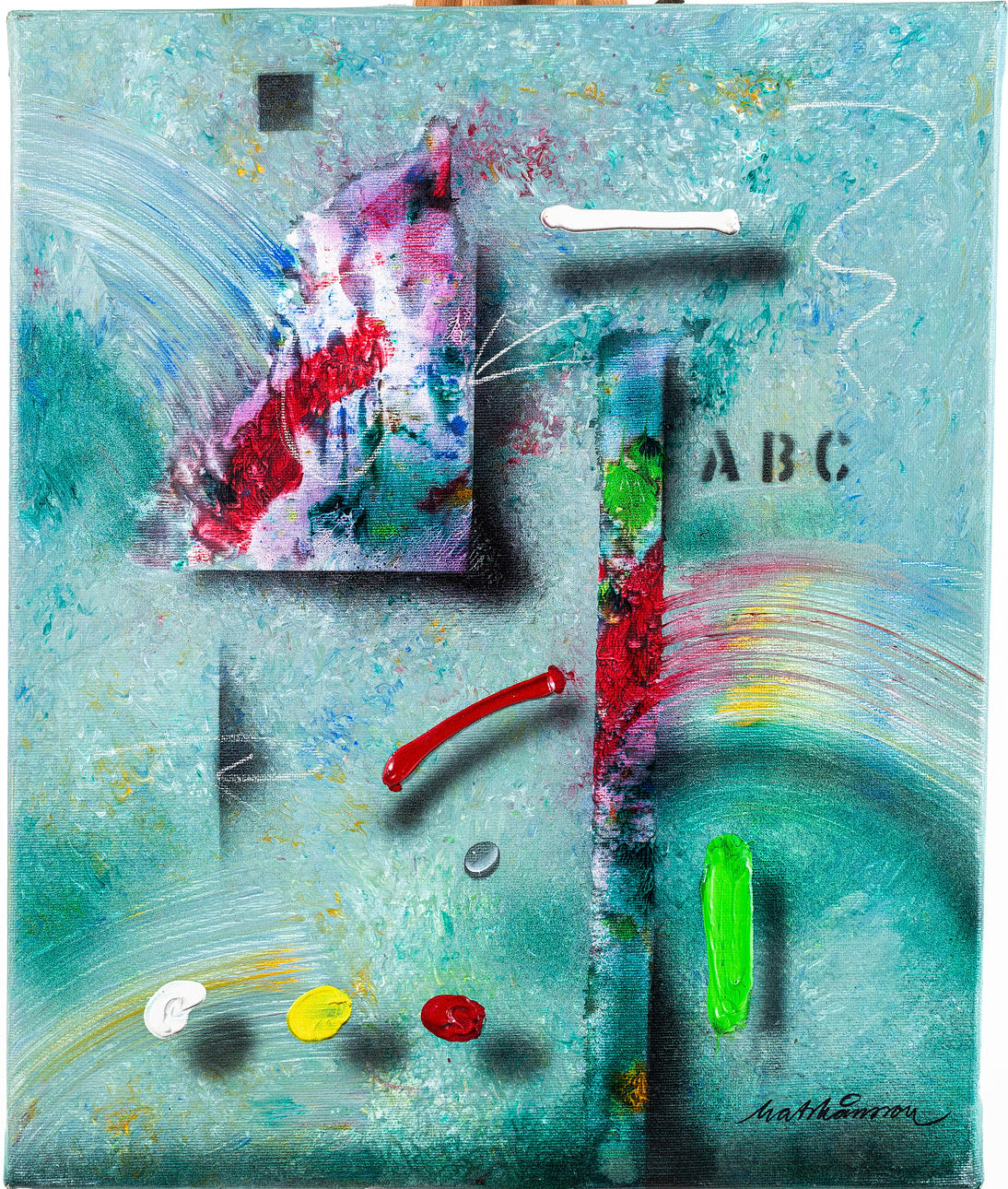 MATS MÅNSSON. Composition, oil on canvas, signed.