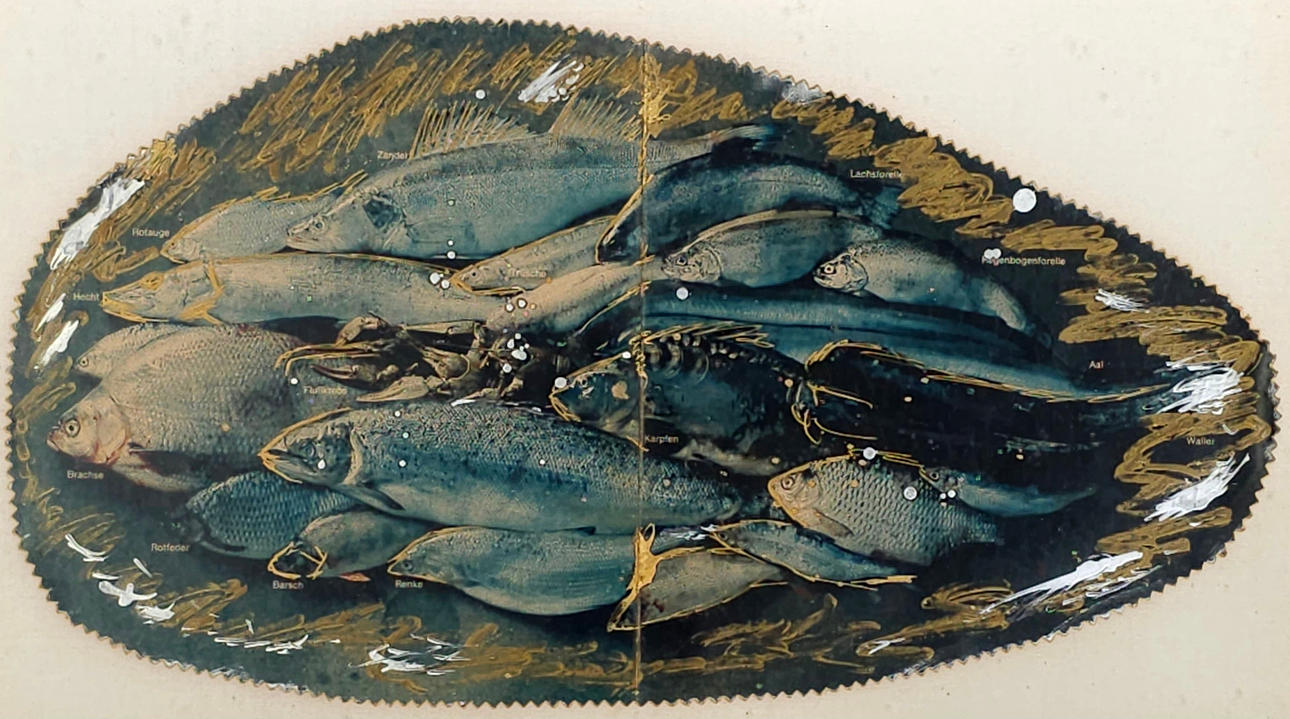 ANONYM, BLANDTEKNIK PÅ PAPPER. ”FISK”.