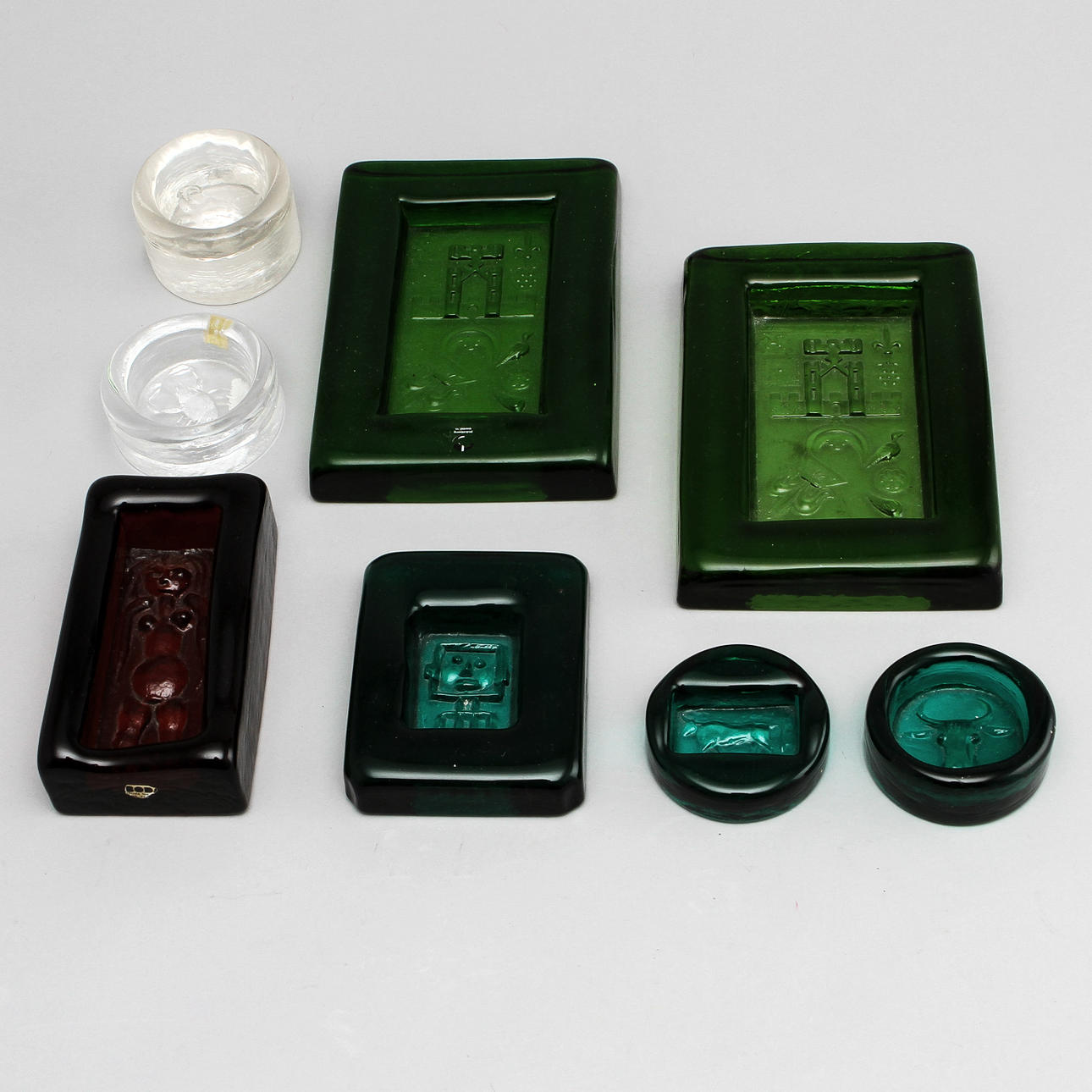 ERIK HÖGLUND. Glasföremål, 8 delar, Boda.