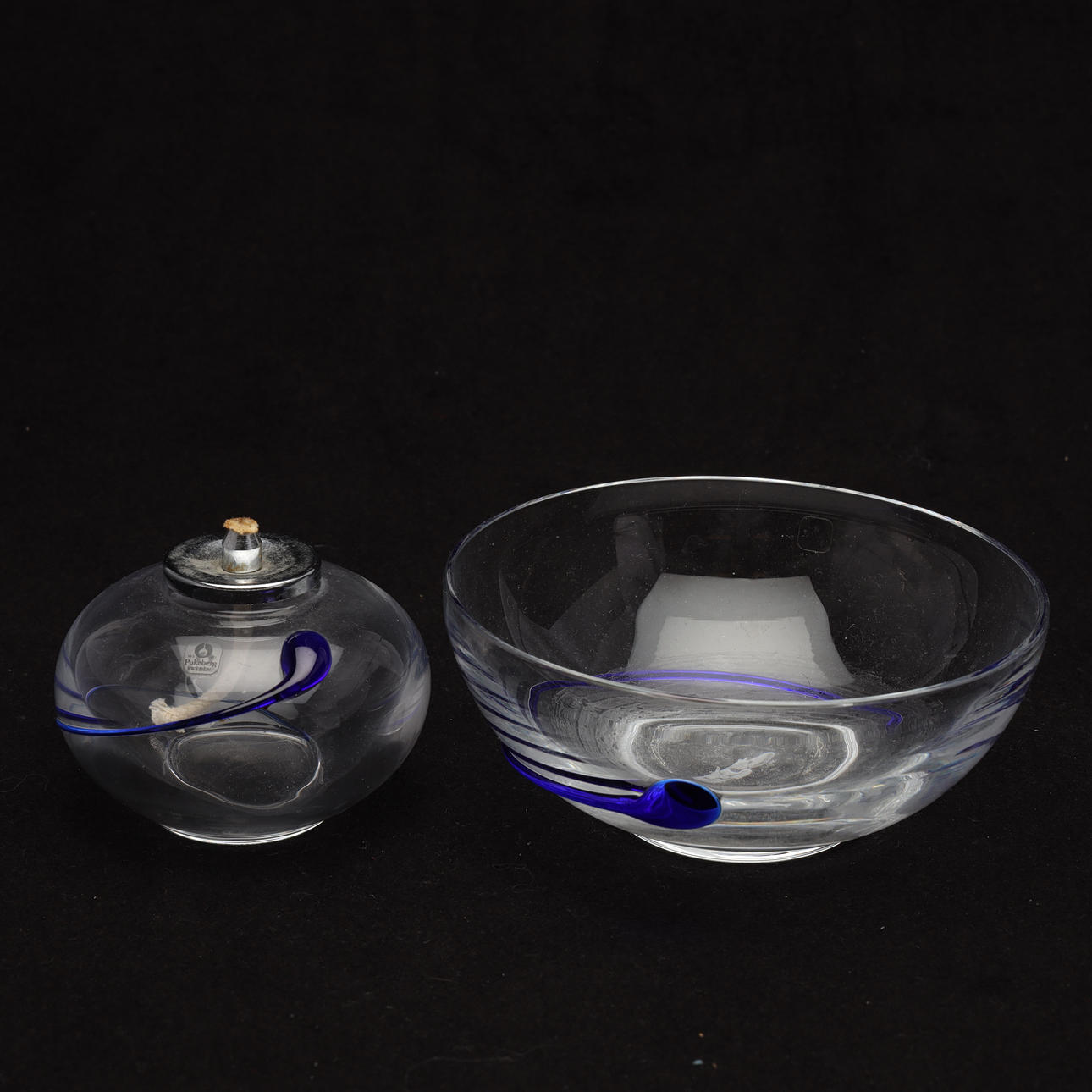 OIL LAMP and BOWL, Pukeberg. Glass - Art glass - Auctionet