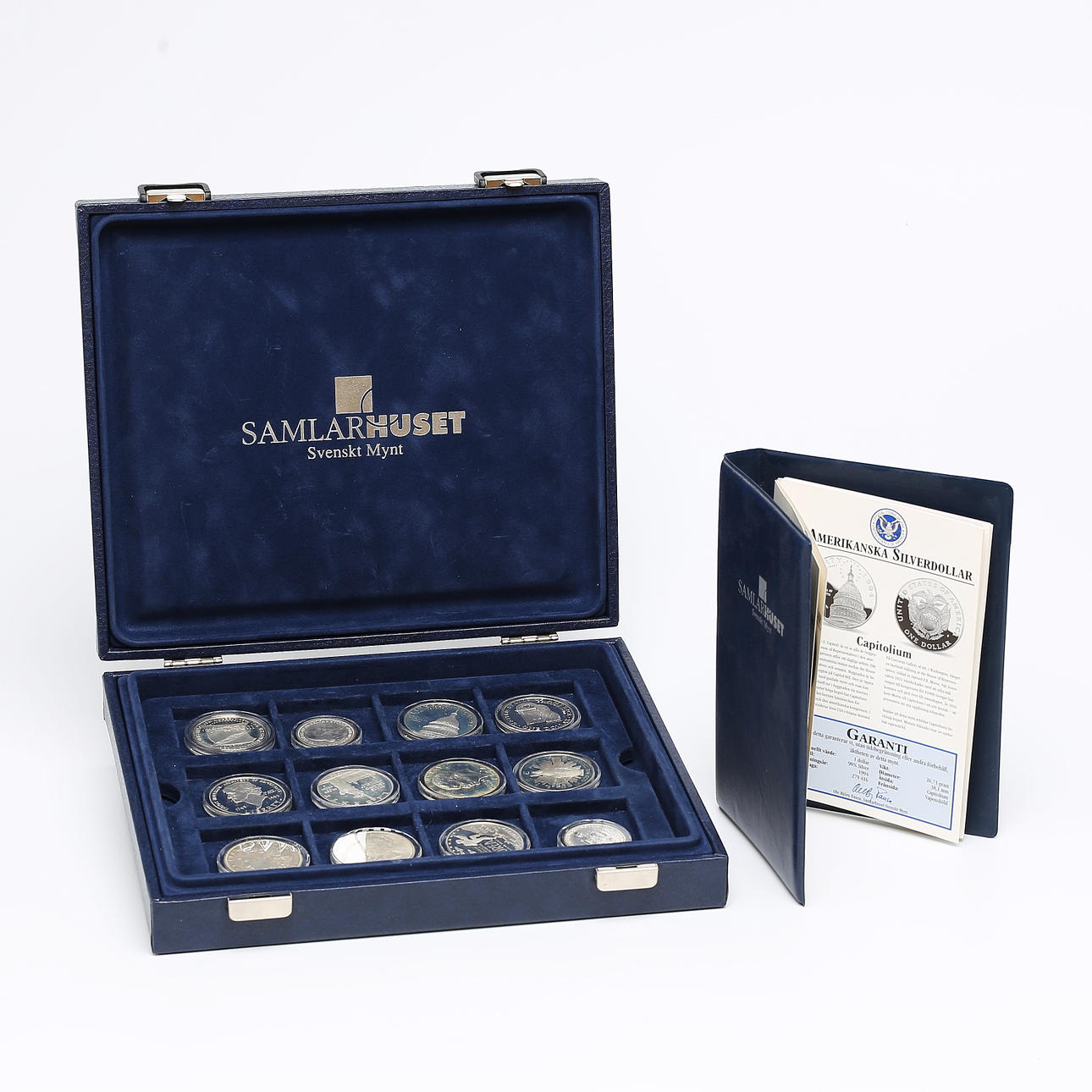 MYNT,12 st, samling Amerikanska Silverdollar.