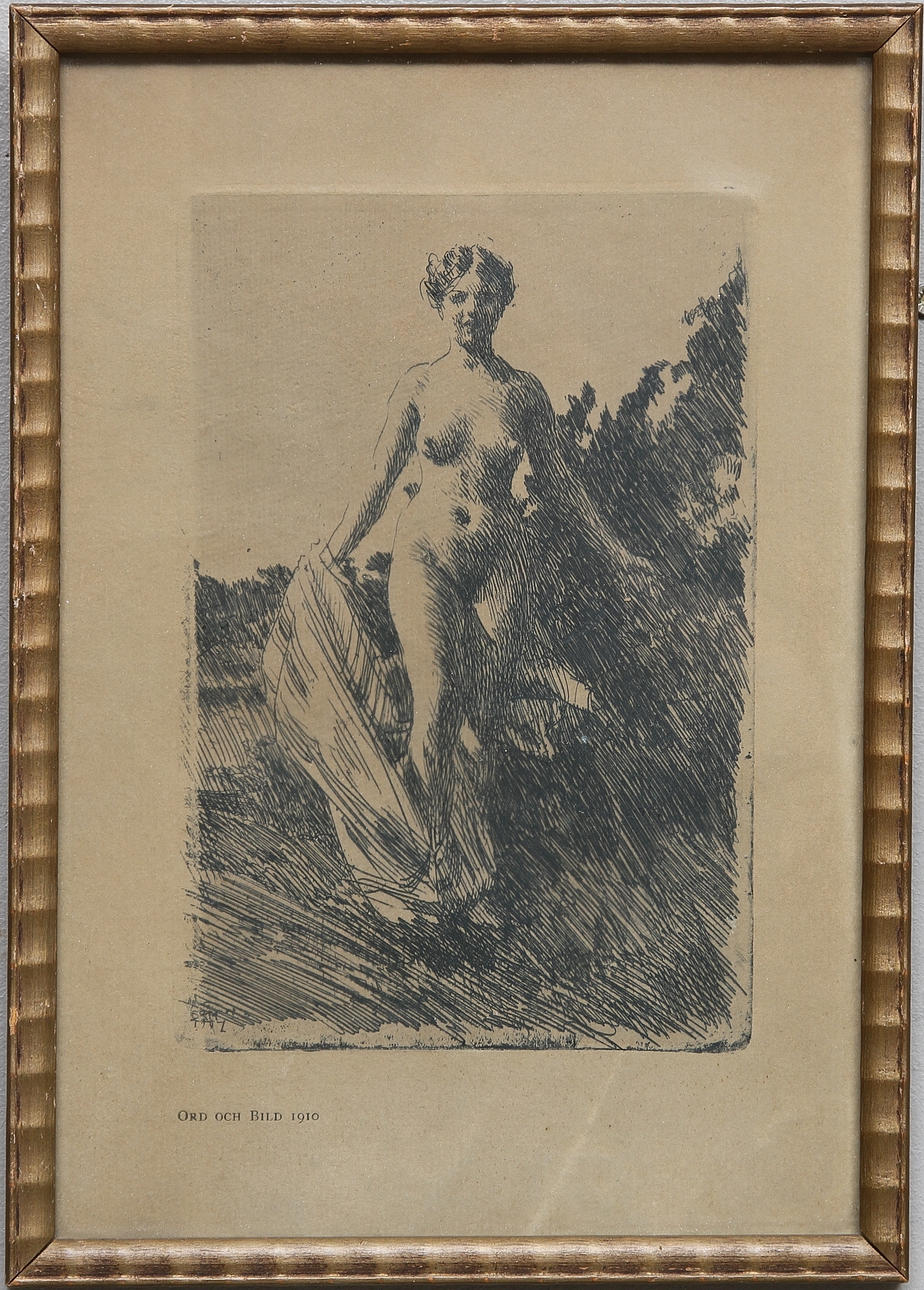 ANDERS ZORN. "Sommar". Etsning, osignerad.