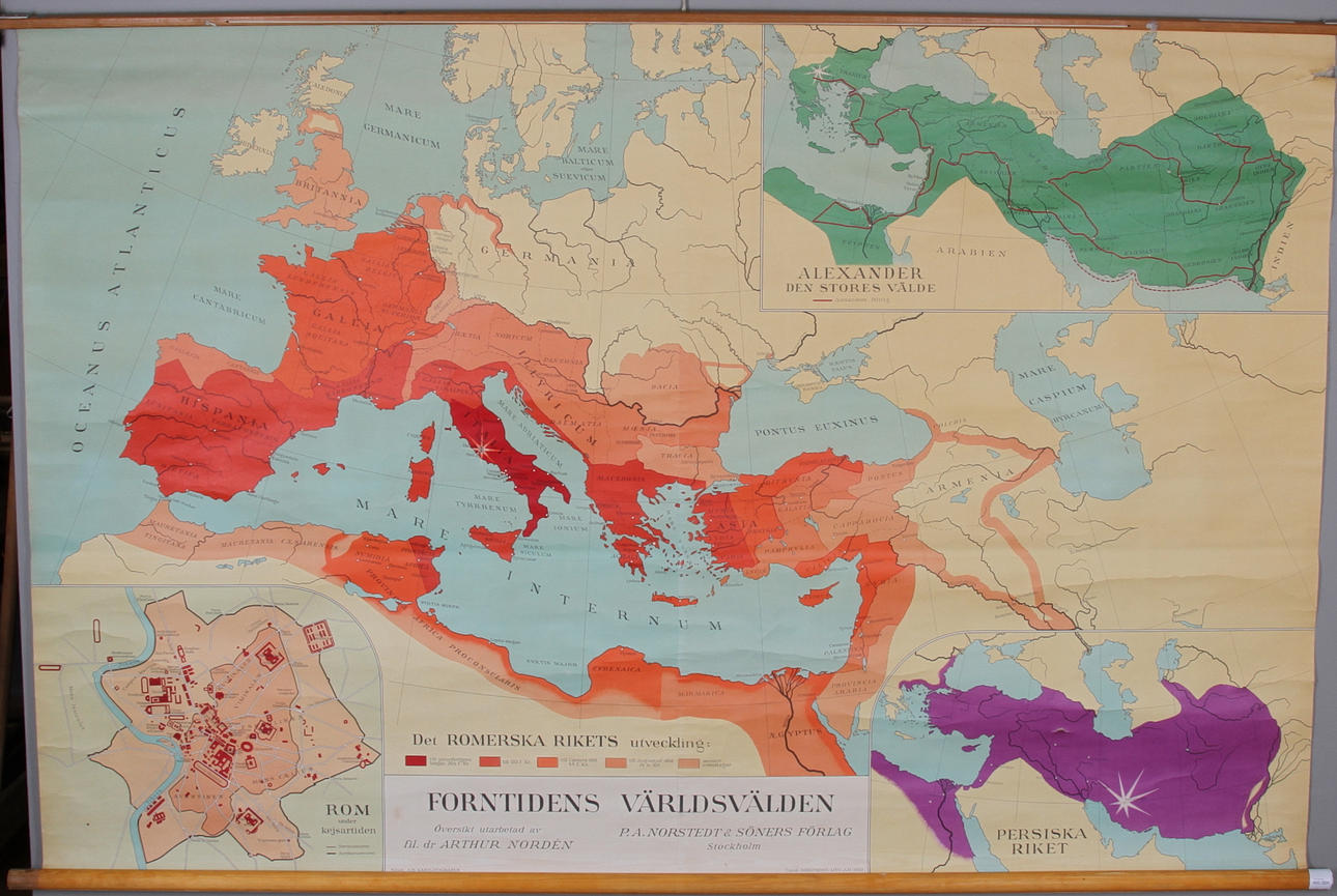 SKOLKARTOR, 2 st, 1900-talets mitt, Nordstedts och Generalstabens Liotgrafiska.