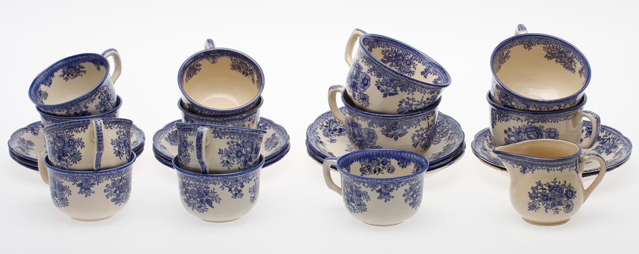 SERVISDELAR, 25 delar, "Fasan", Old Gustavsberg, 1900-tal.