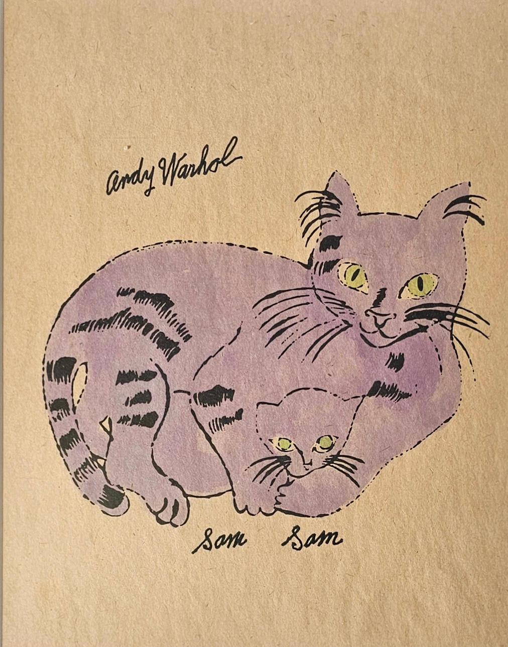 ANDY WARHOL. SAM SAM. WATERCOLOR ON LITHOGRAPHIC PAPER SIGNED.