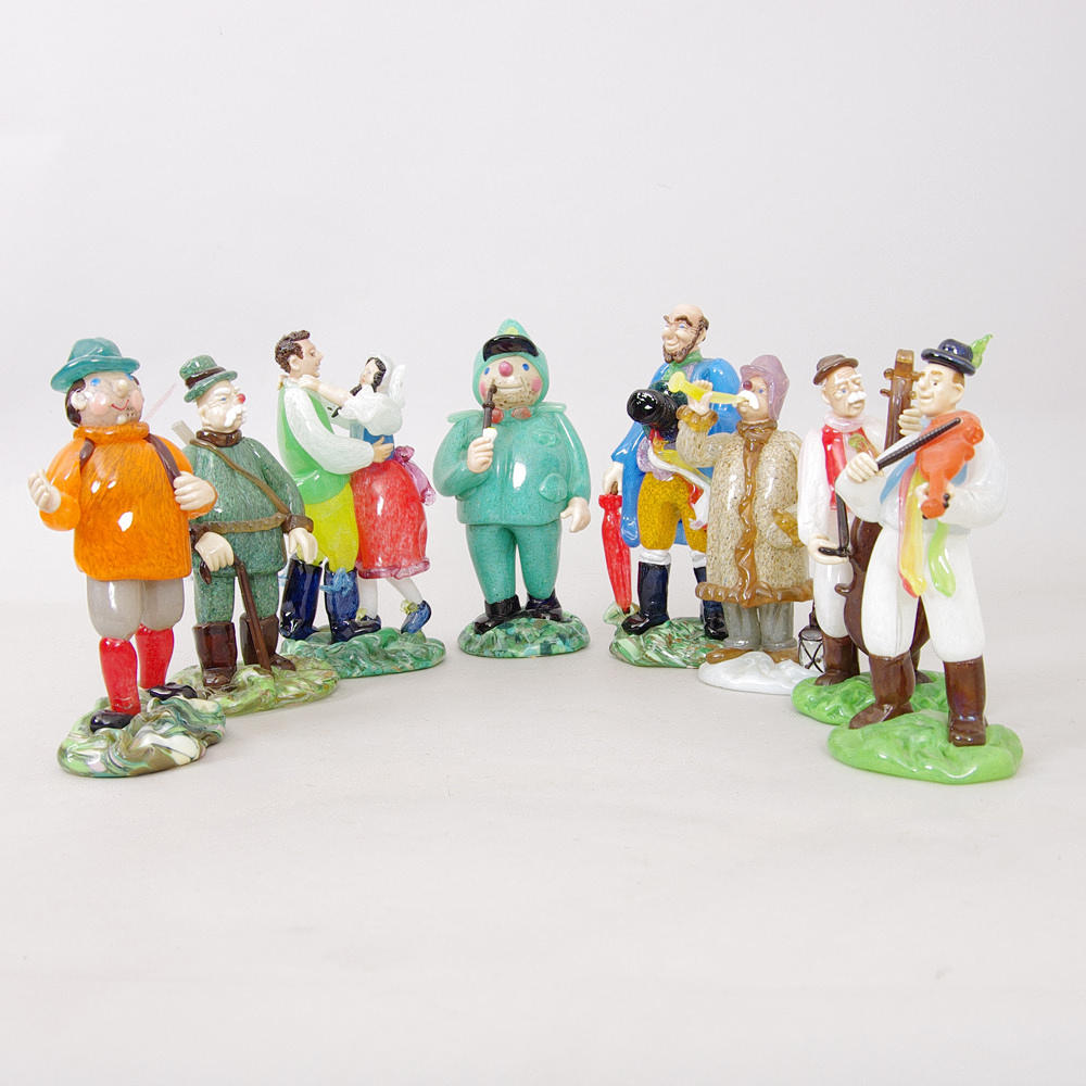 FIGURINER, 8 stycken, konstglas.