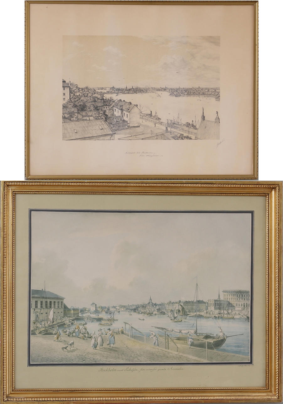 OIDENTIFIERADE KONSTNÄRER. 2 st, litografier, signerade.