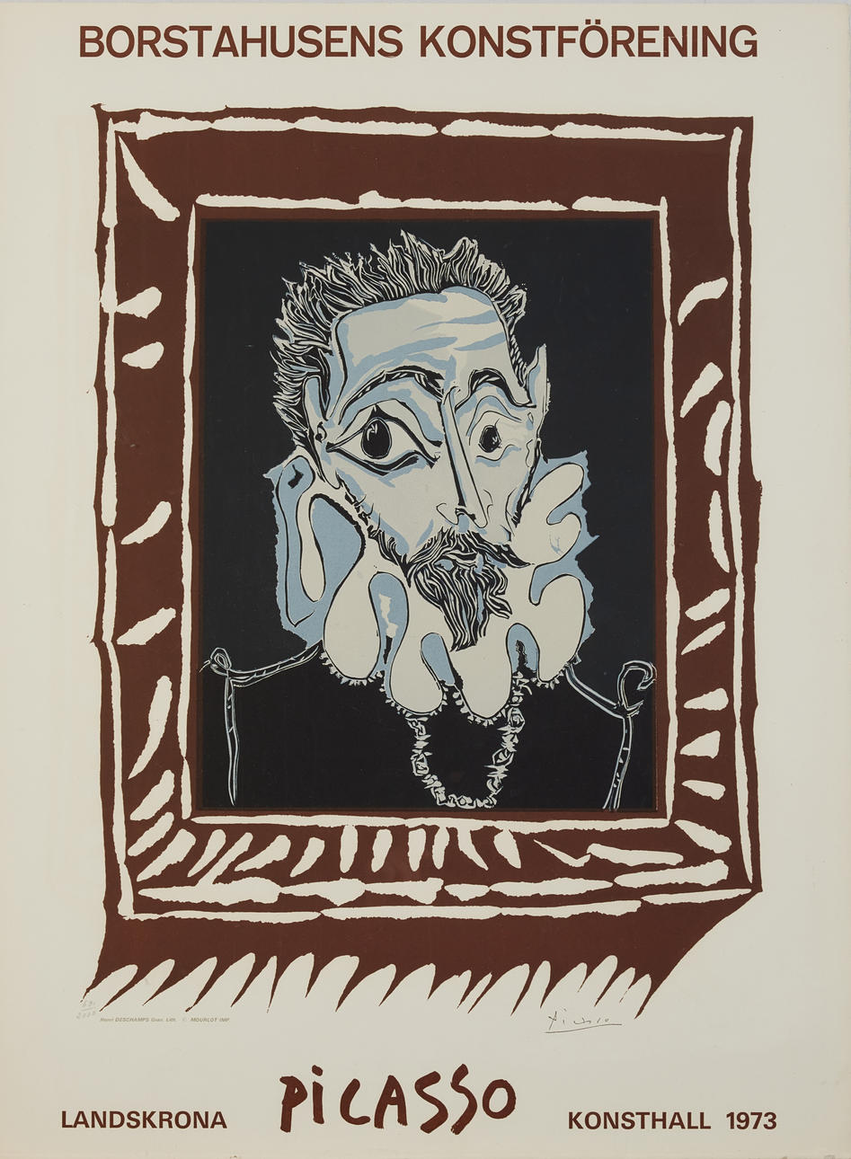 PABLO PICASSO. After. Man with collar (Man with Ruff), signed in the print Picasso, Grave. Lith. MOURLOT IMP, 1973, 631/2000, color lithograph, printed on Arches paper.