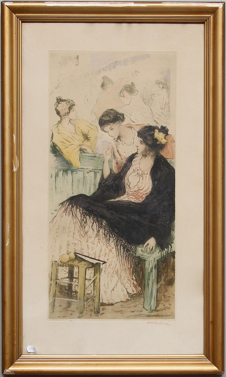 OIDENTIFIERAD KONSTNÄR. Etsning, troligen Frankrike, otydligt signerad.