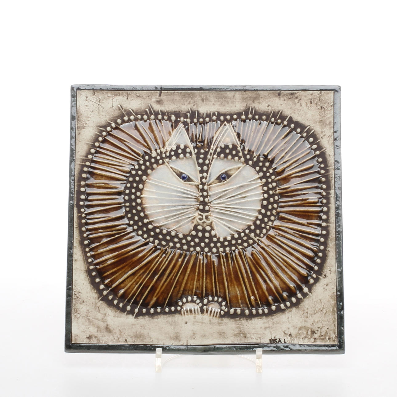 VÄGGPLAKETT/RELIEF, stengods, Katt, Lisa Larson, Gustavsberg.