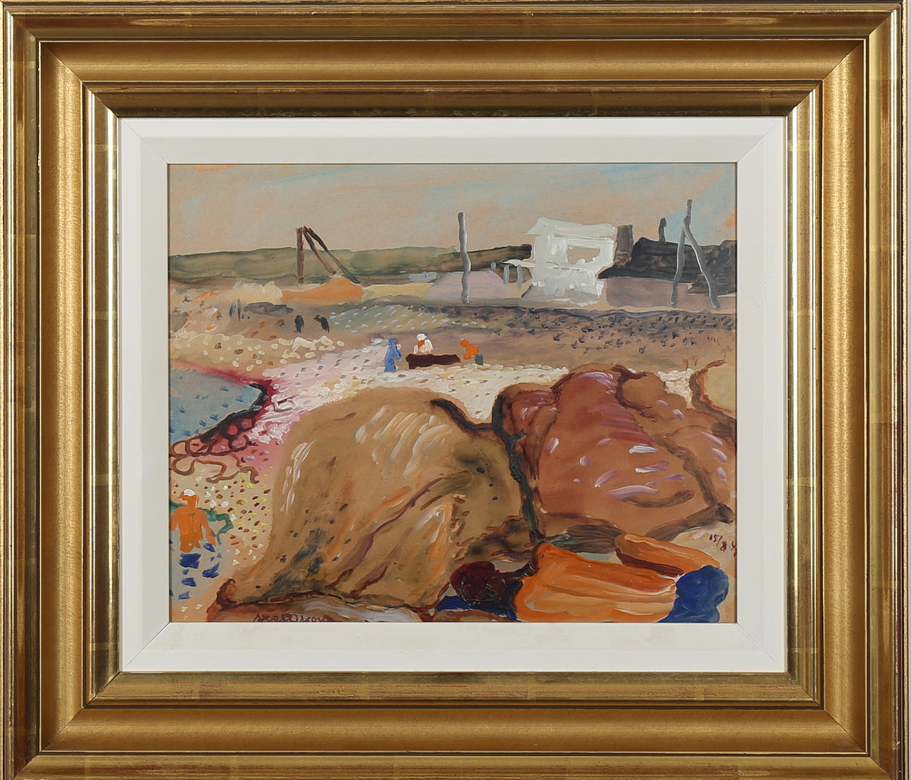 AXEL OLSON. Motiv från Söndrum, olja på pannå, signerad och daterad 15/8-47.