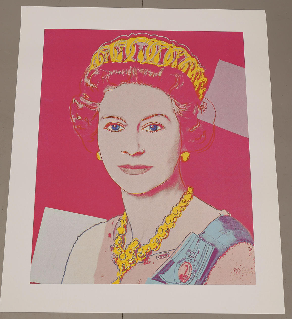 ANDY WARHOL. EFTER. Färgtryck på linneduk, Drottning Elizabeth.