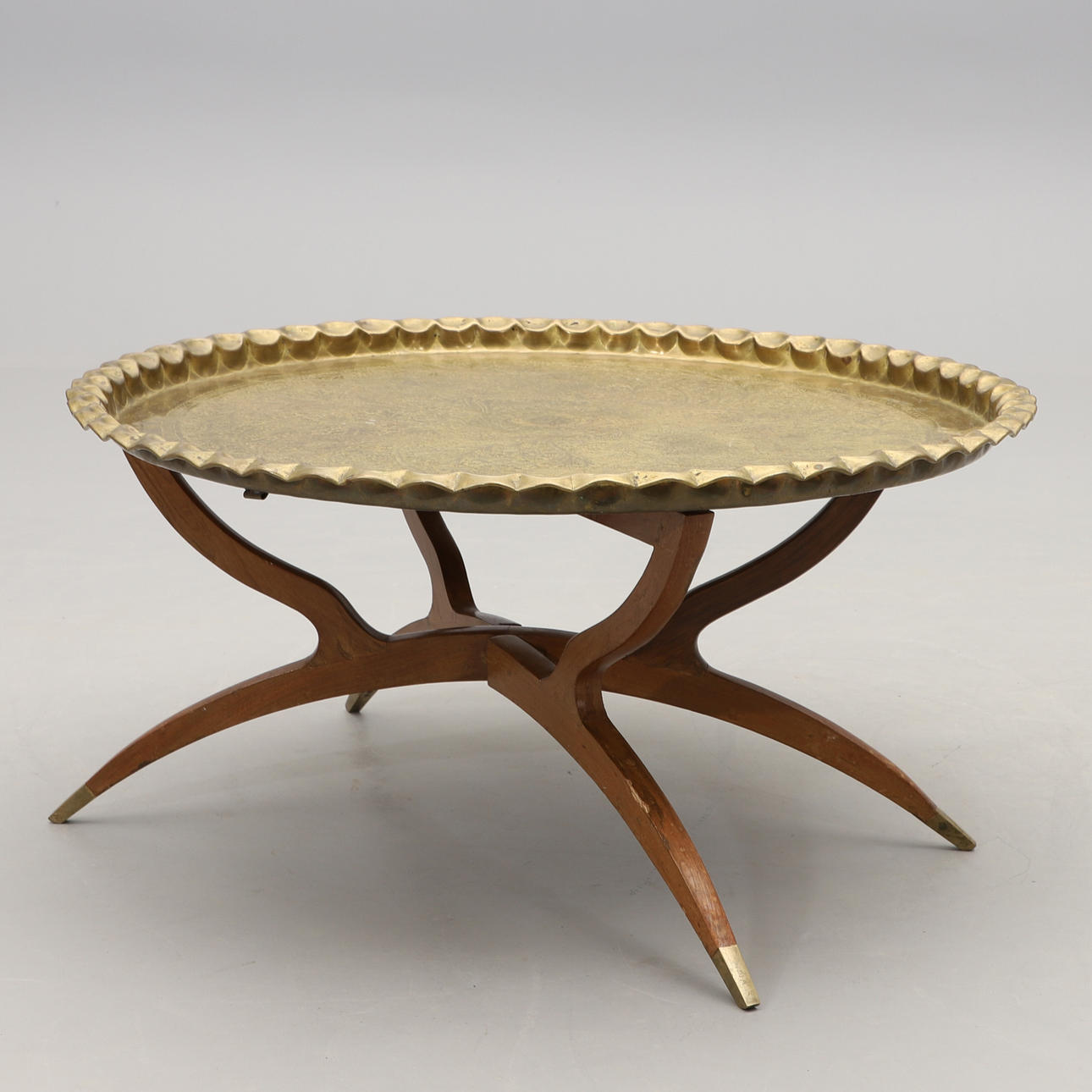 SMOKING TABLE, brass, mid 20th century.