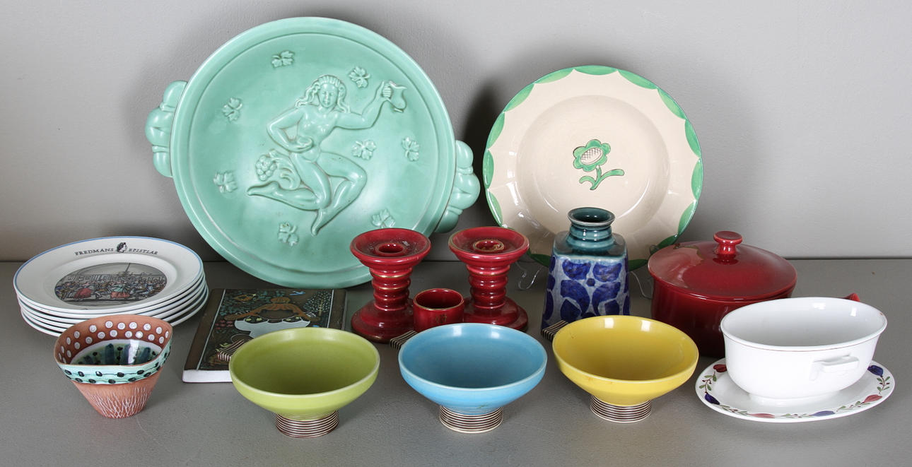 KERAMIKFÖREMÅL, 19 delar, bl.a. Gustavsberg, Rörstrand, Gefle, Upsala Ekeby.