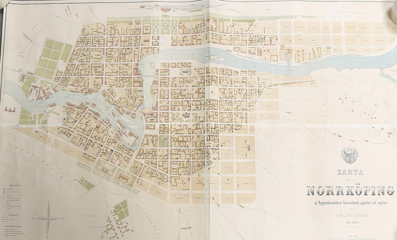 STADSKARTA, Norrköping, skapad 1879, 145 x 90.