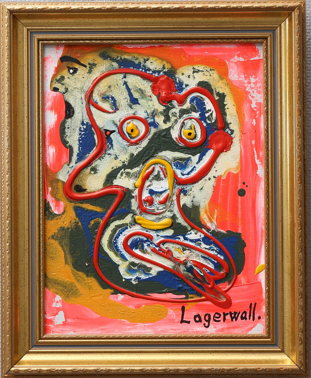 JAN-ERIK LAGERWALL. "Glad figur". Olja på duk, signerad Lagerwall.