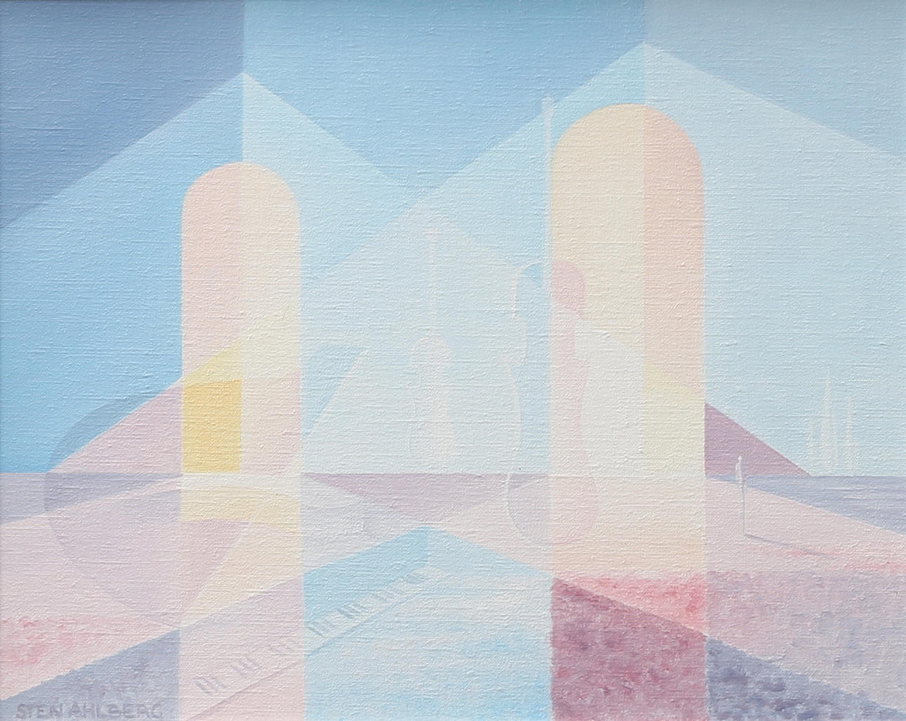 STEN AHLBERG. "Symfoni från stranden". Olja på duk, signerad.