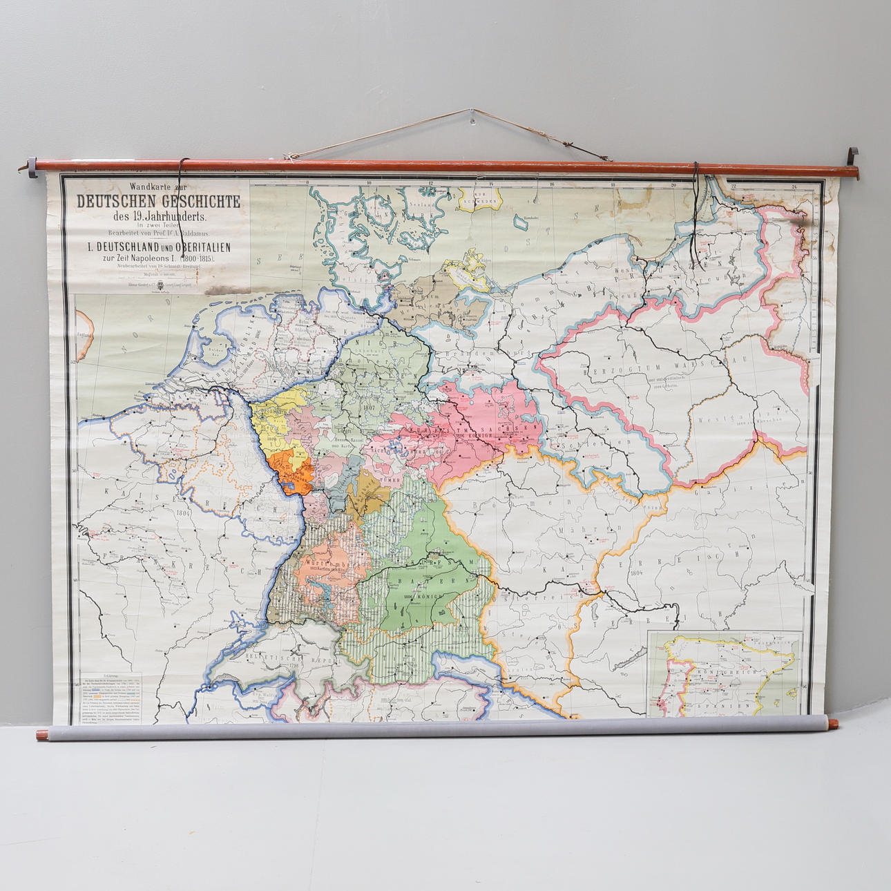 SCHOOL MAP, Germany and surroundings during 1800-1815, 1950s.