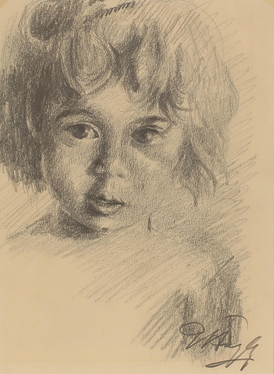 Unknown artist, pencil drawing, signed.