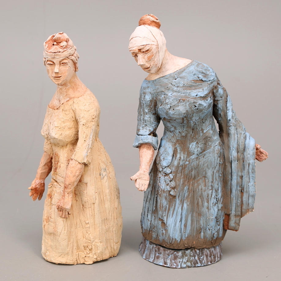 WANJA "NONES" HÅKANSSON. Skulpturer 2 st, terrakotta, signerade, daterade -97.