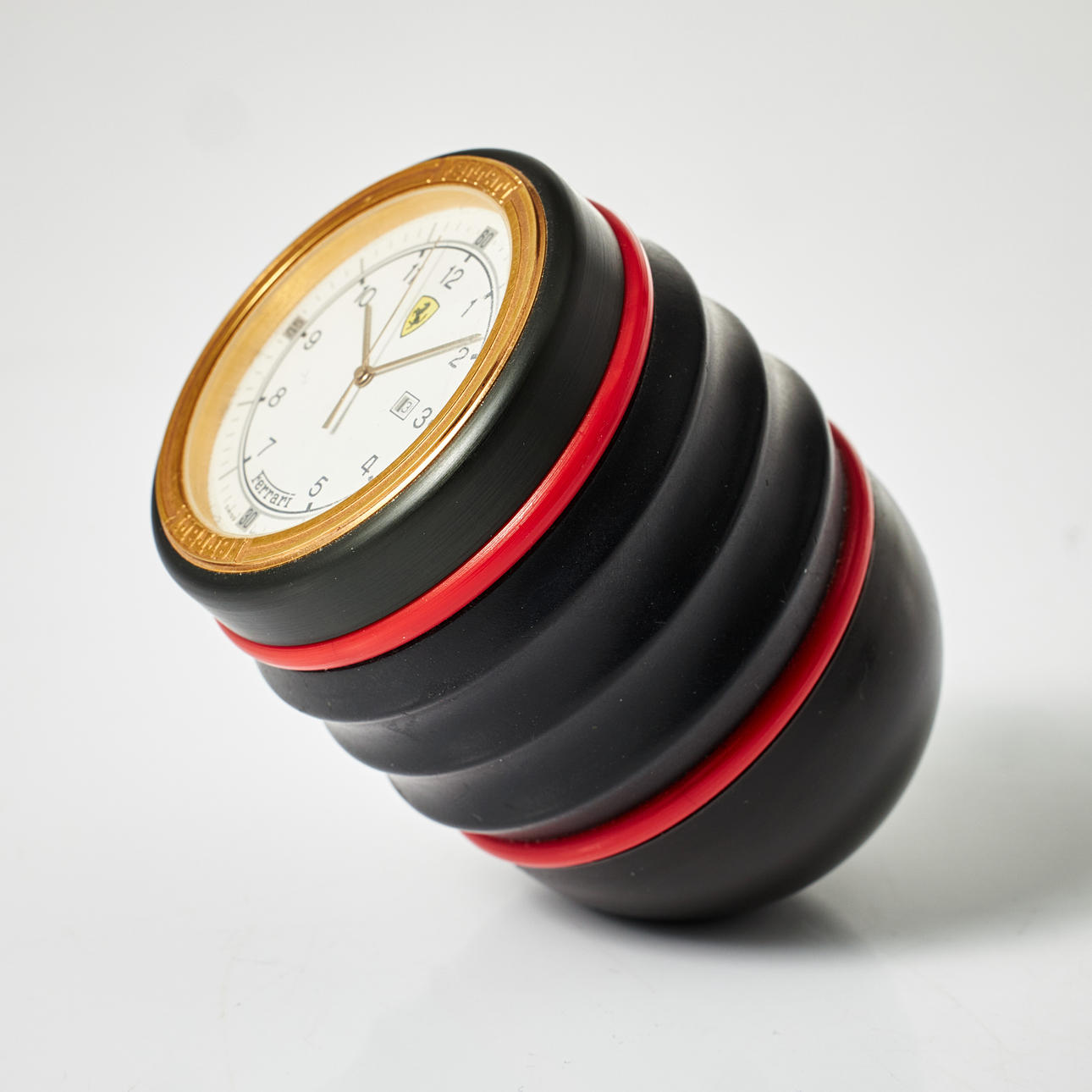 CARTIER / FERRARI, "Cavallino", table clock, 1980s, plastic case.