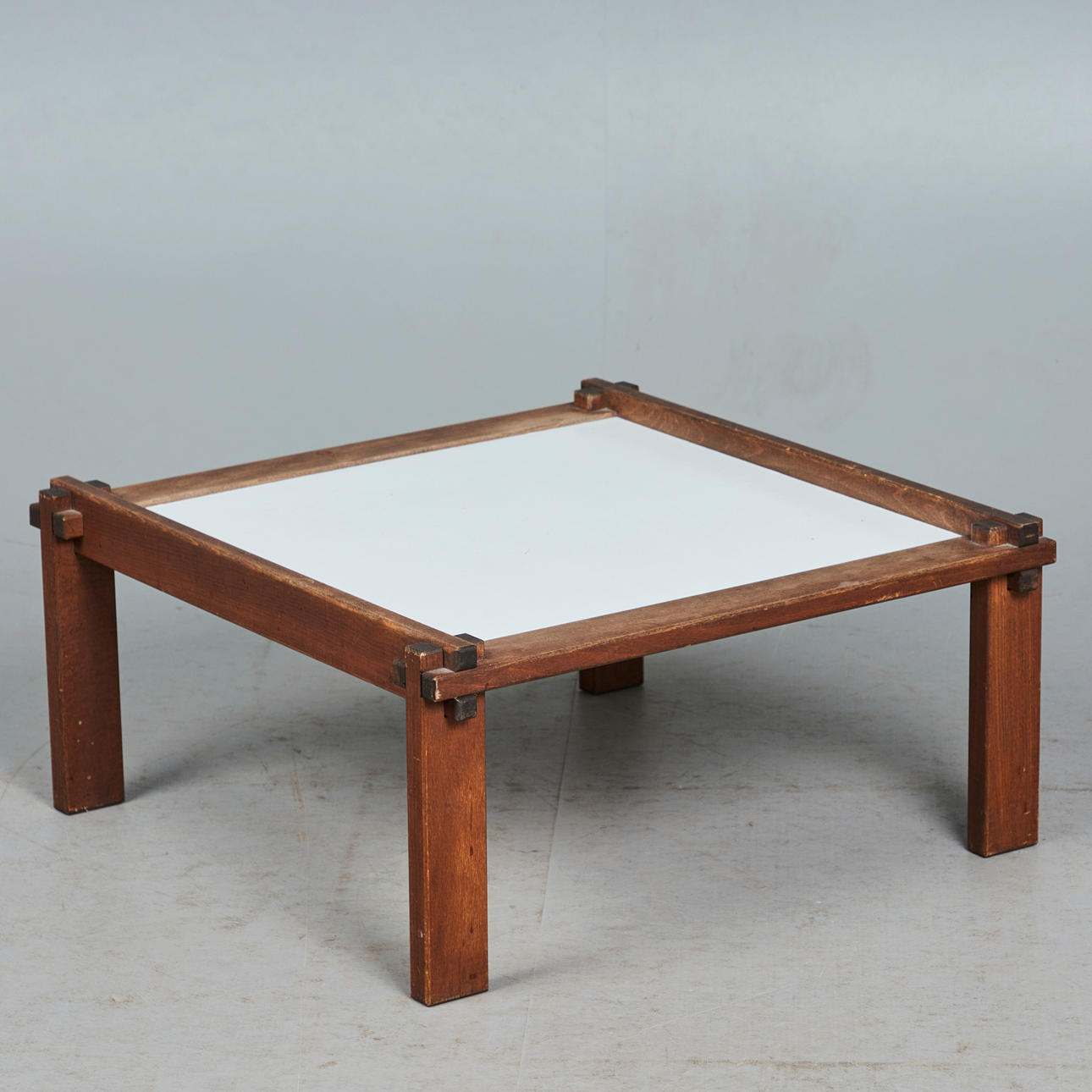 Brutalist side table / coffee table, wood, cork, 1960s.