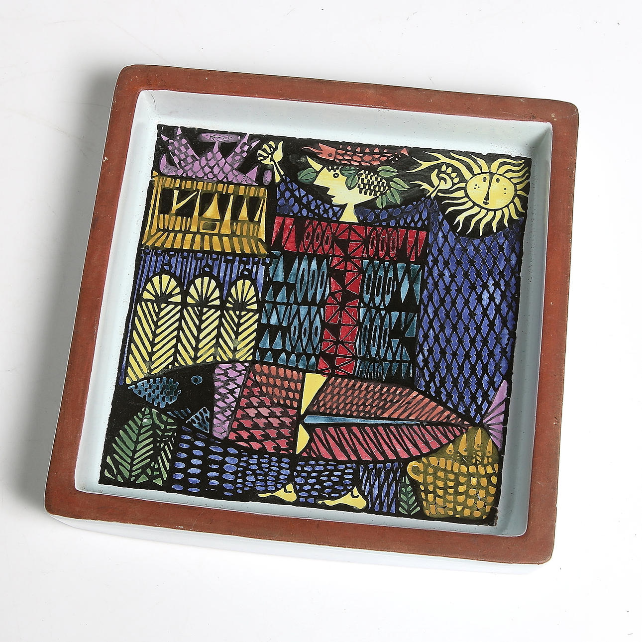 FAT, fajans, "Karneval", Stig Lindberg, Gustavsberg. 1900-talets mitt. Signerad.