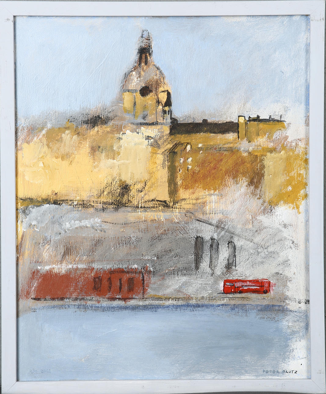 PETER PRÜTZ. Katarina Kirche Södermalm, Öl auf Platte, signiert.