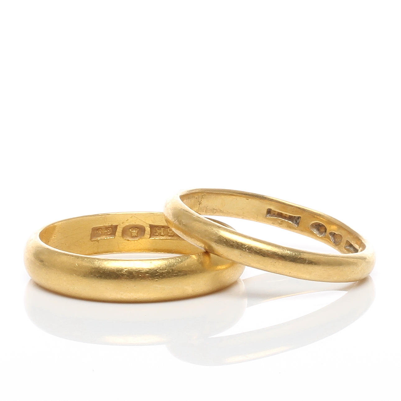 RINGAR 2 st, 23k guld, bland annat Franz Holm, Stockholm 1933.