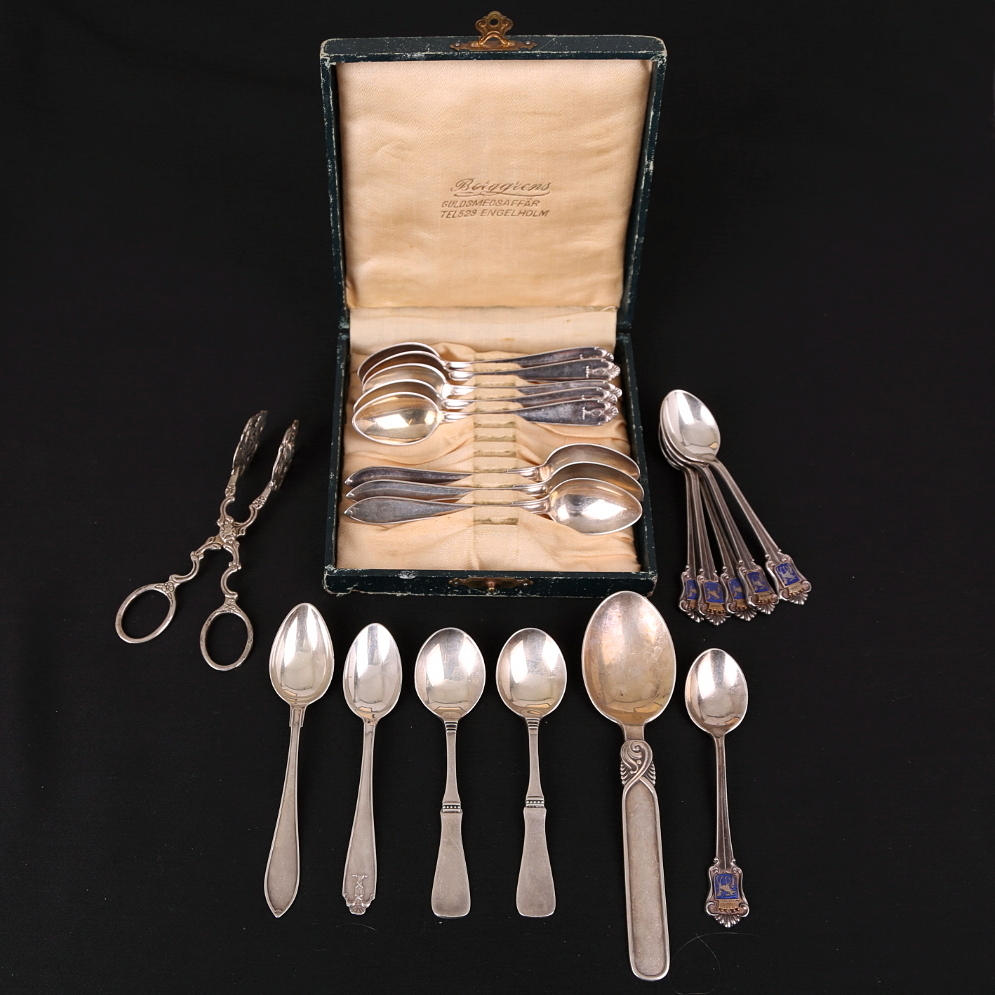 SKEDAR, 19 st, SOCKERTÅNG, silver, vikt 290 gram.