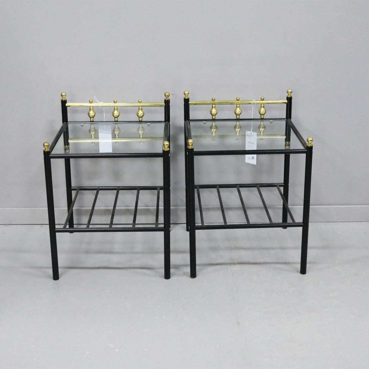BEDSIDE TABLES, A PAIR, ENGLISH STYLE.