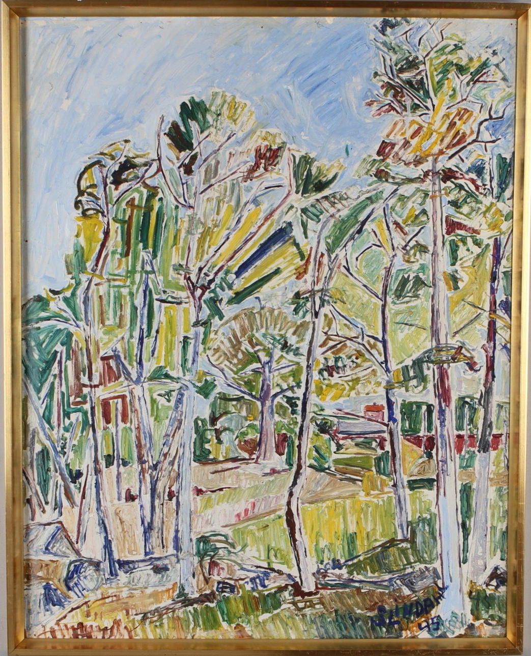 STEN LINDAHL. Skogsmotiv, olja på pannå, signerad och daterad -45.