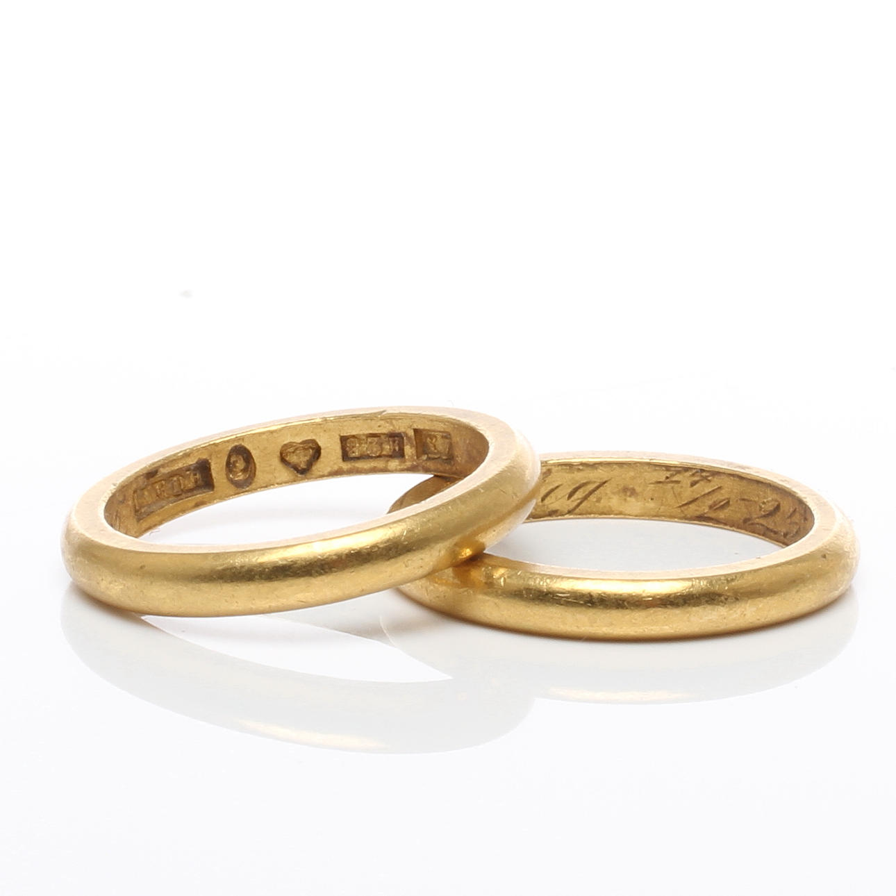 RINGAR 2 st, 23k guld, 1900-tal.