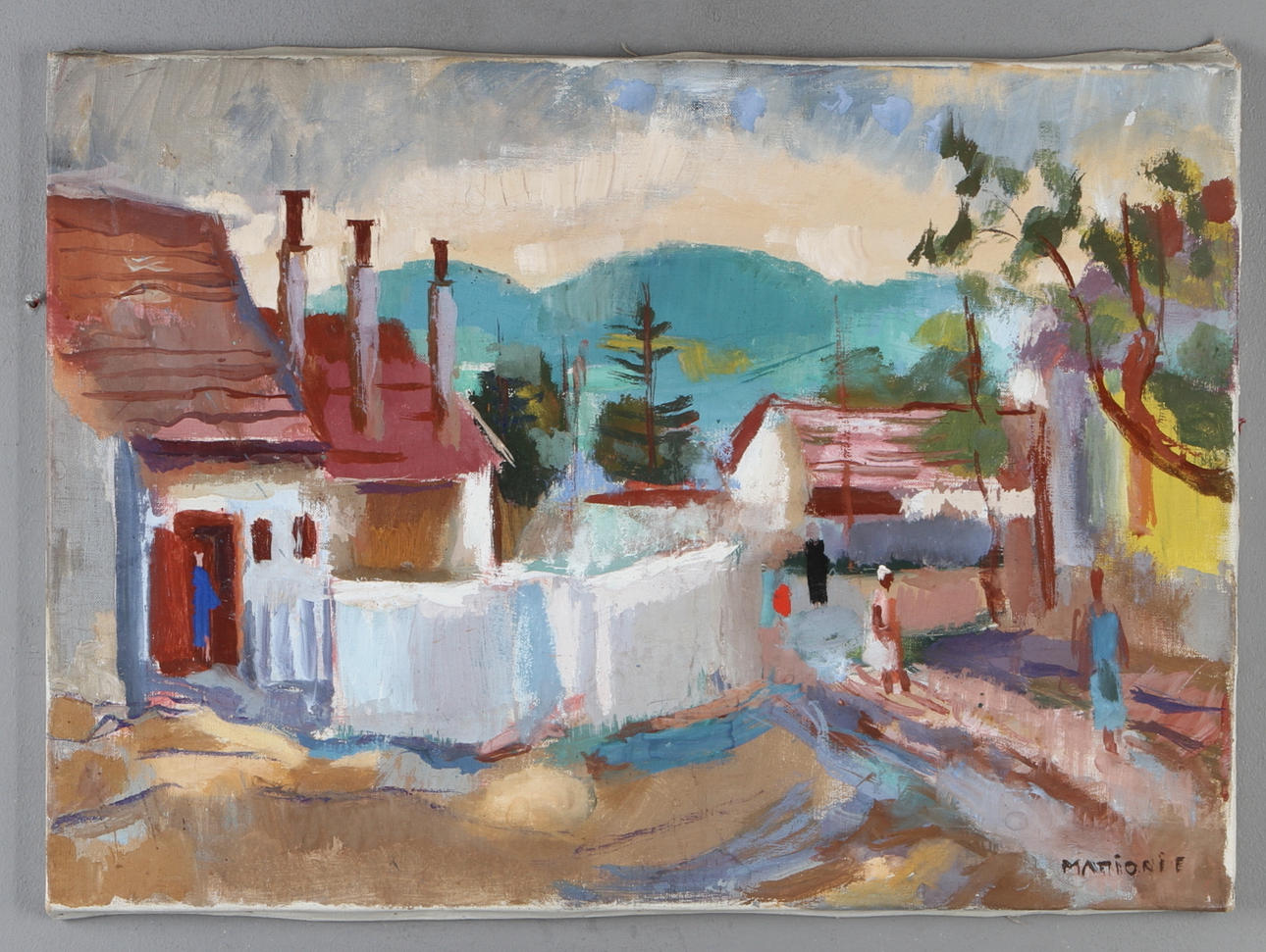 ESZTER MATTIONI. Byväg, olja på duk, signerad.