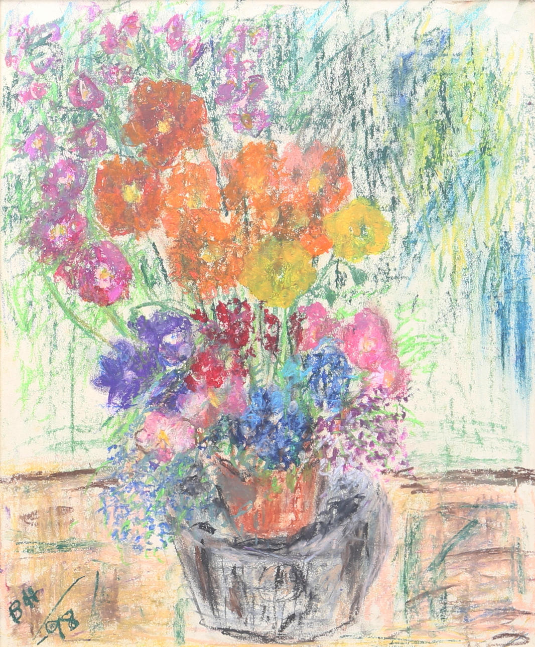BARBRO HERLITZ. Flower still life. Pastel, signed and dated -98.