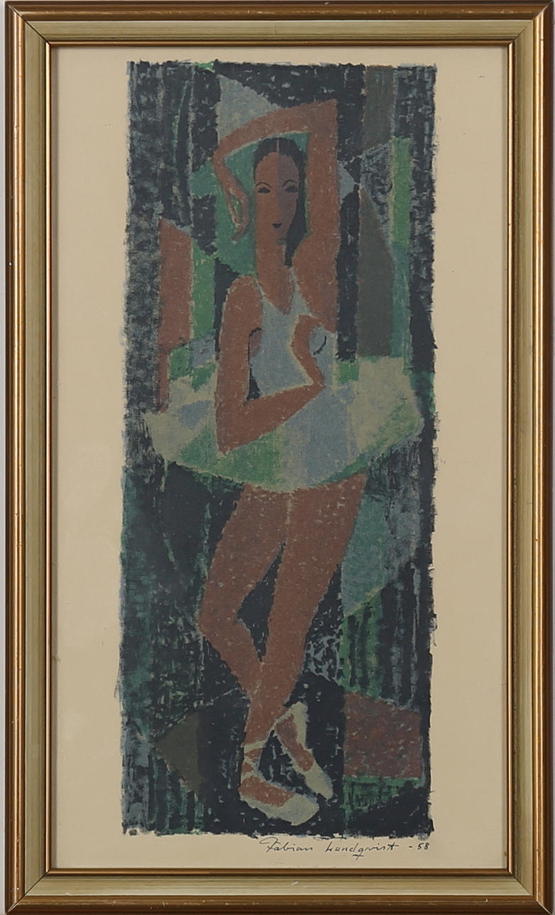 FABIAN LUNDQVIST. Ballerina, färglitografi, signerad och daterad -58.