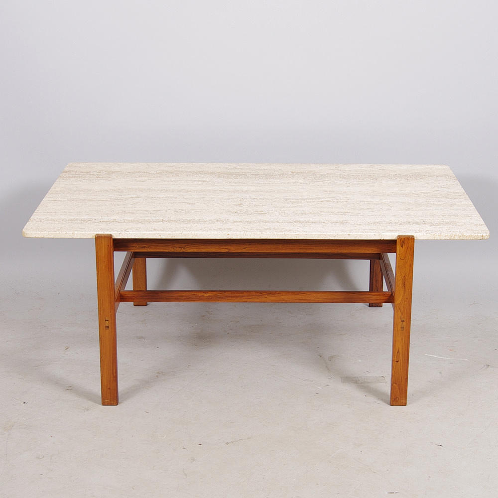 SOFFBORD med travertinskiva, 1900-talets mitt.