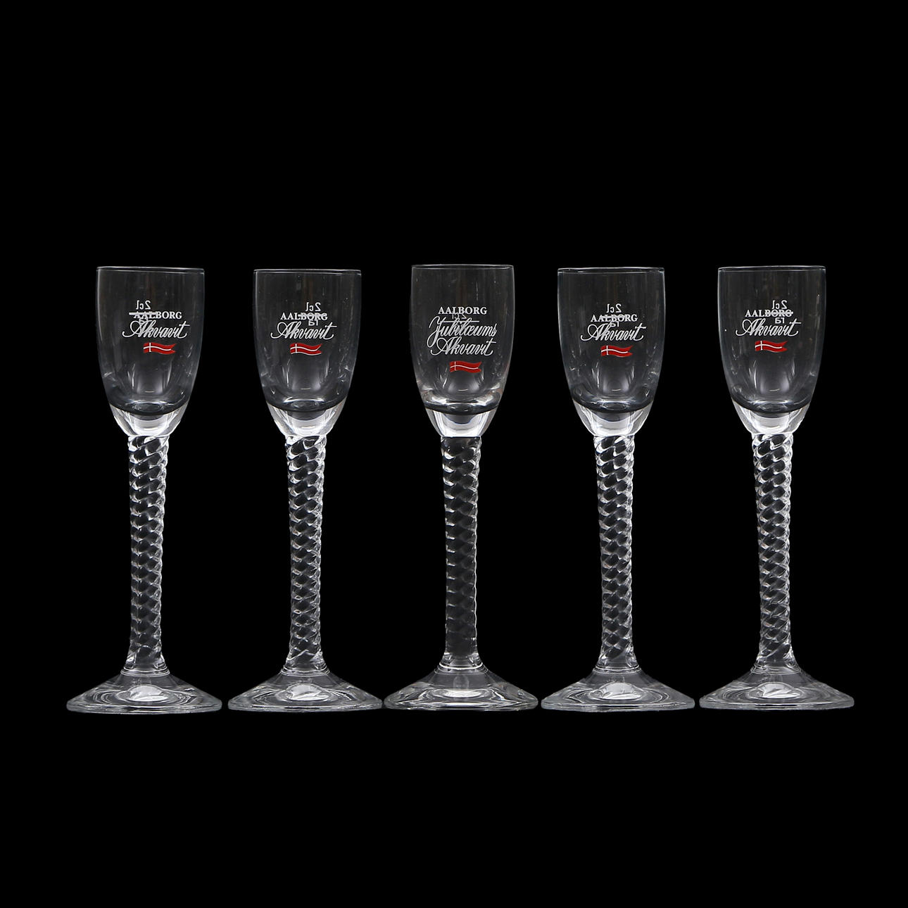 SNAPSGLAS, 5 st, Aalborg, 1900-tal.