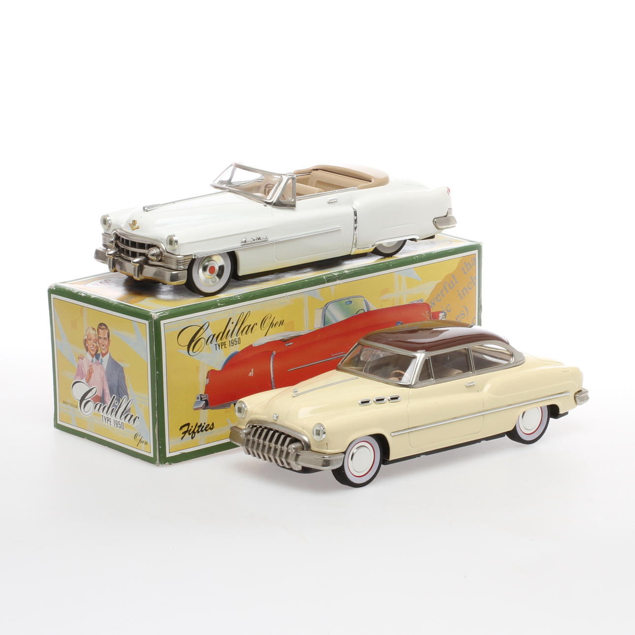 MODELLBILAR FIFTIES JAPAN, Cadillac type 1950 i originalkartong och DODGE ?
