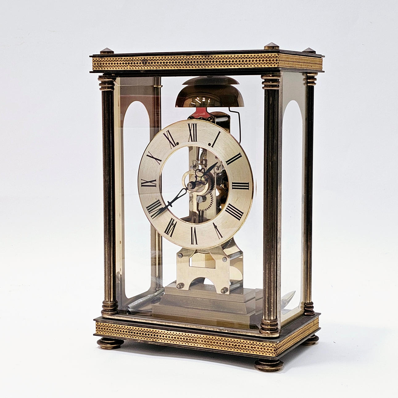 HERMLE. GERMAN SKELETON WATCH, 1950s. ORMOLU.