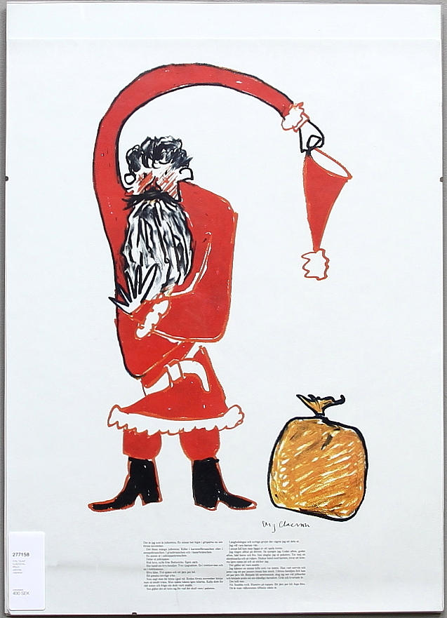 STIG "SLAS" CLAESSON. Affisch, Jultomte, osignerad.
