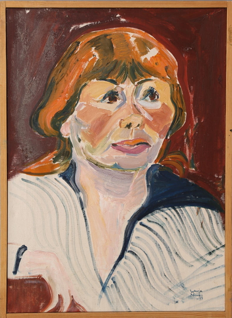 WANJA "NONES" HÅKANSSON. Olja på duk, "En målarkompis" signerad, daterad -77.