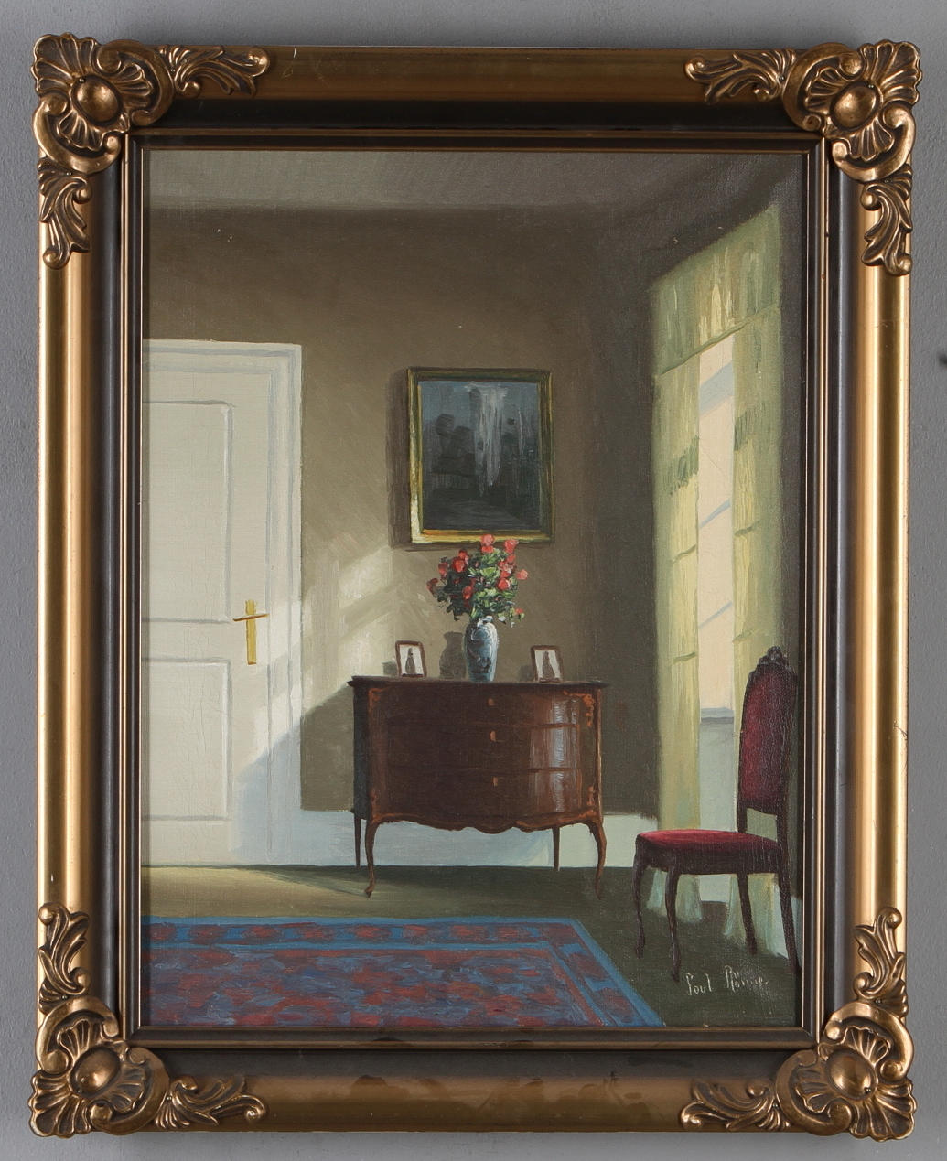 KAI DREWS. Interiör, olja på duk, signerad Poul Rönne.